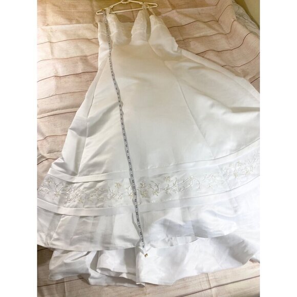 Oleg Cassini Women's A Line Caviar Beaded Weddiing Dress With Train - 20 - Picture 11 of 16